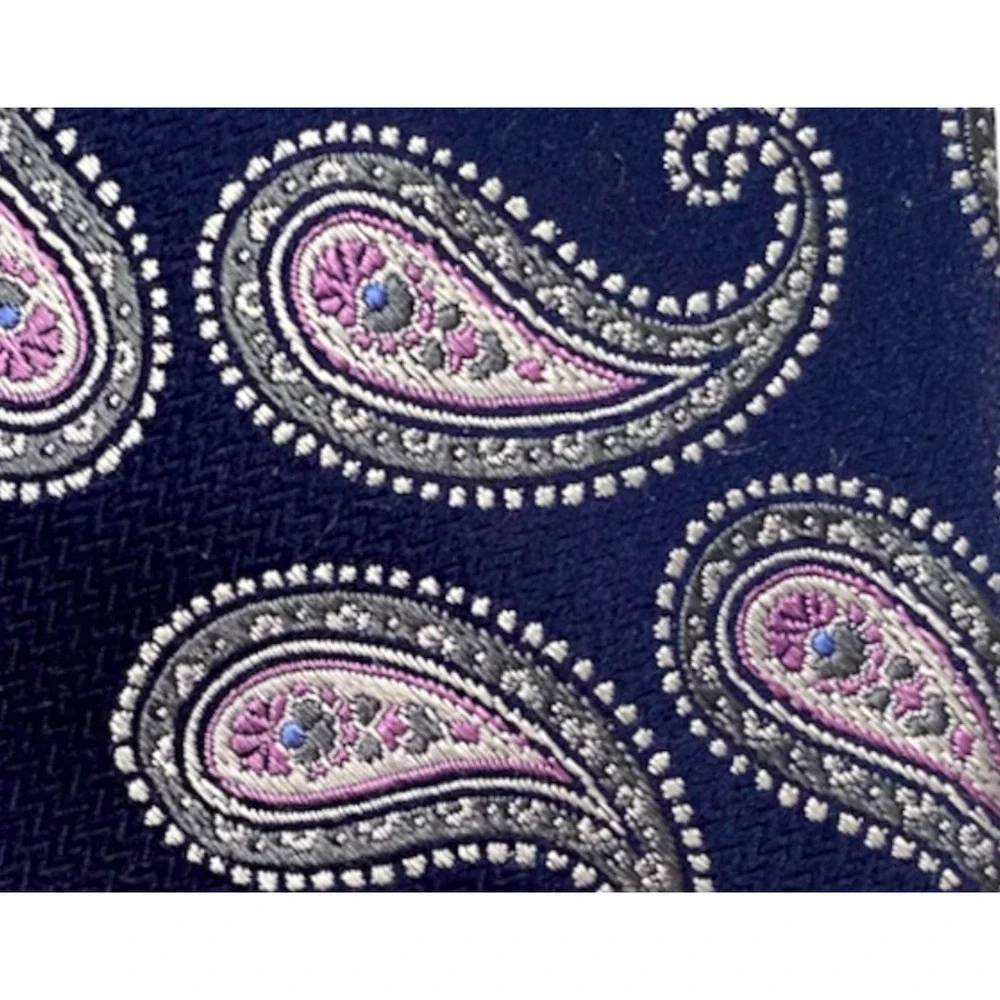 Daniel Cremieux Nwt Blue Paisley Silk Seven 7 Fold Handmade in Italy Neck Tie